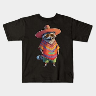 Raccoon Wearing a Sombrero Kids T-Shirt